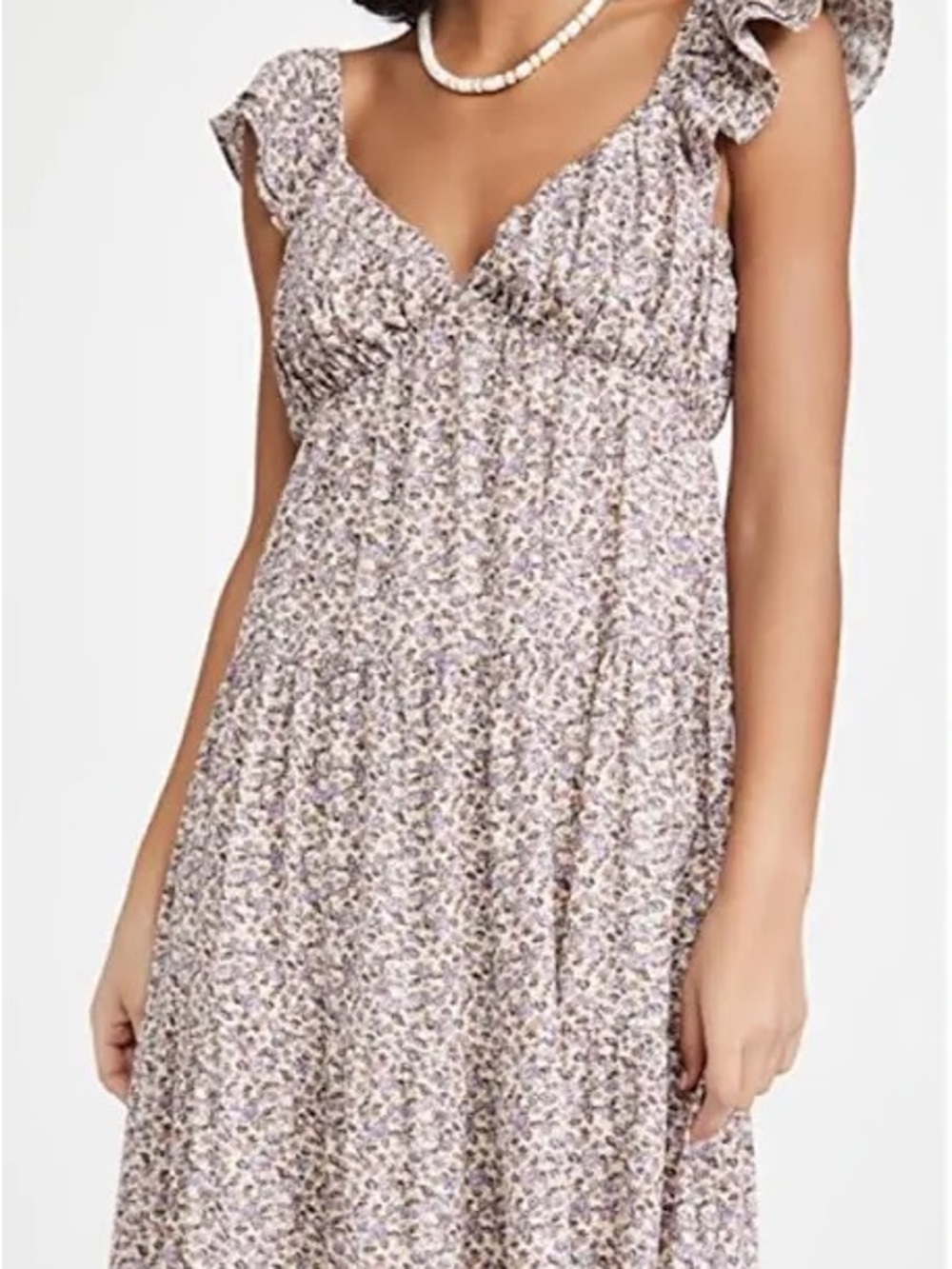 English Factory Lavender Floral Maxi Dress with Ruffle Sleeves
